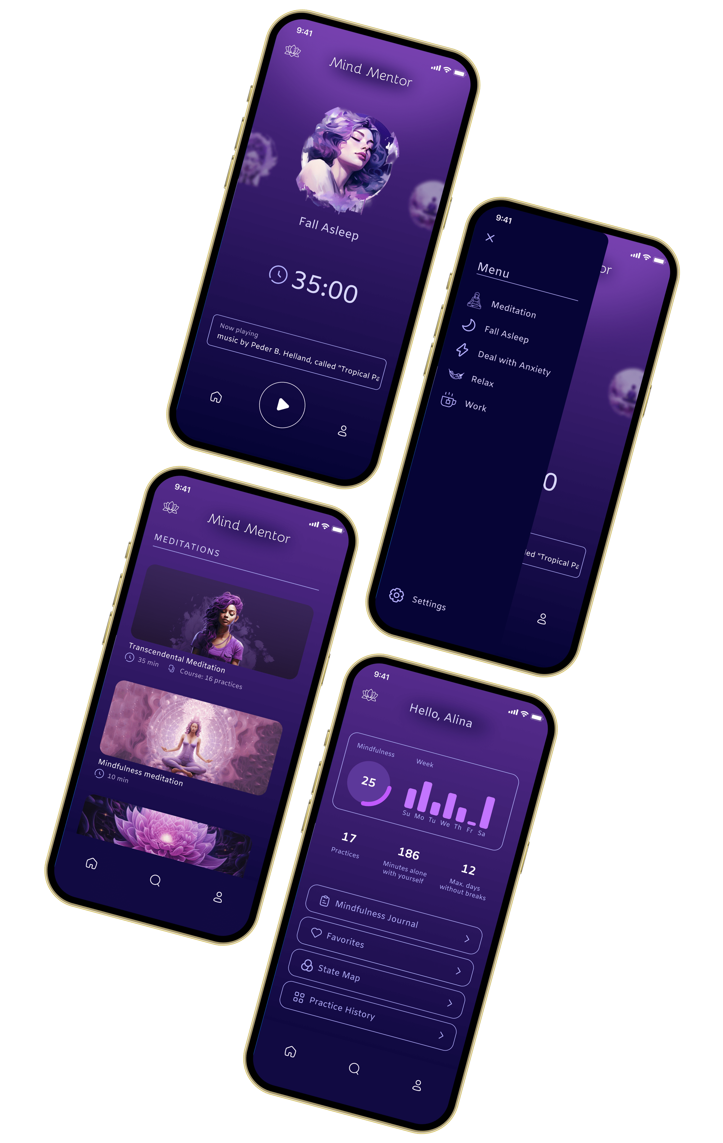 Mind Mentor. Slide Content: Meditation & Mindfulness App Design